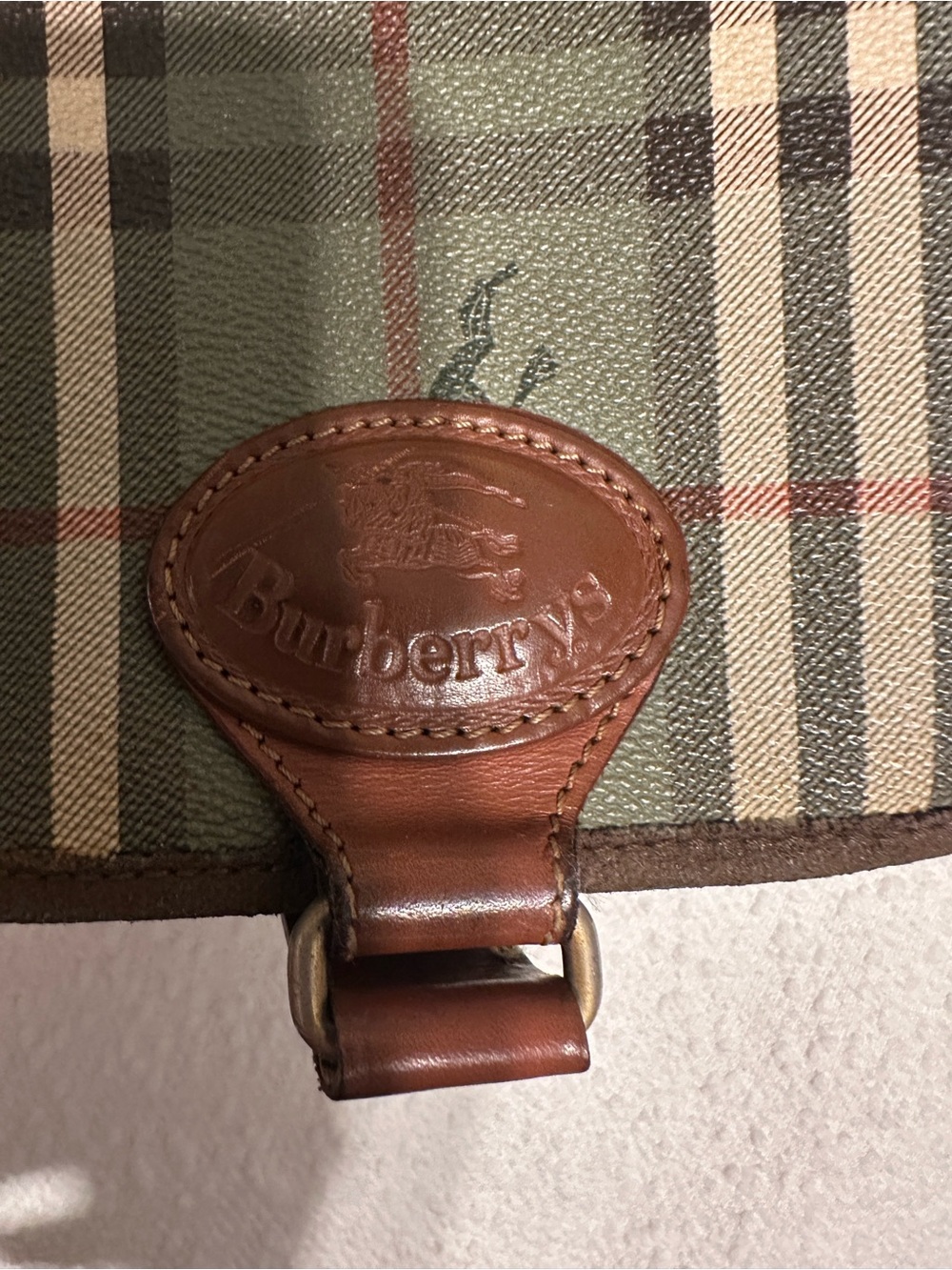 Burberry Green Plaid Crossbody Bag with Brown Leather Trim - Picture 6 of 12